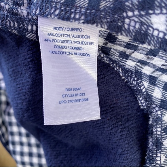 Izod 2-fer Button Accent Peacoat Sweatshirt Blue Gingham Plaid Long Sleeve Sz XL - Picture 9 of 11